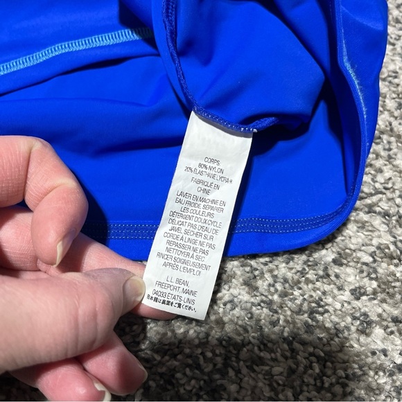 L.L.Bean Girls Blue Short Sleeve Sun Surf Rash Guard Swim Shirt XL 18 - Picture 4 of 7